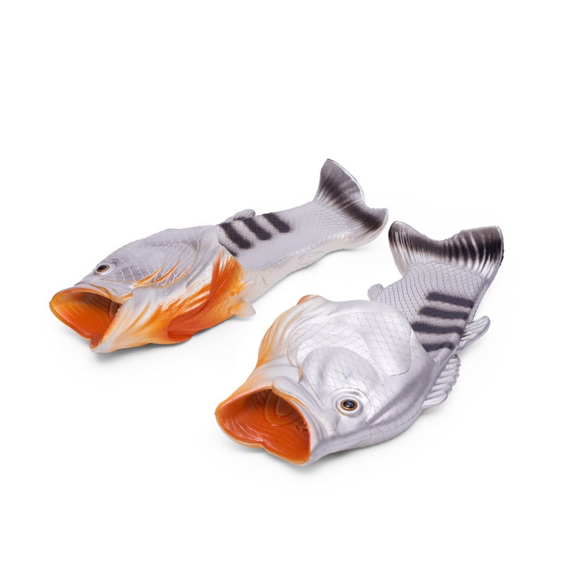 Coddies Fish Flip Flops - The Original Fish Slippers - Funny Gift, Unisex Sandals, Bass Slides, Pool, Beach & Fishing Shoes (Silver | 7-8 Men | 9-10 Women | EU 40-41) - Image 1